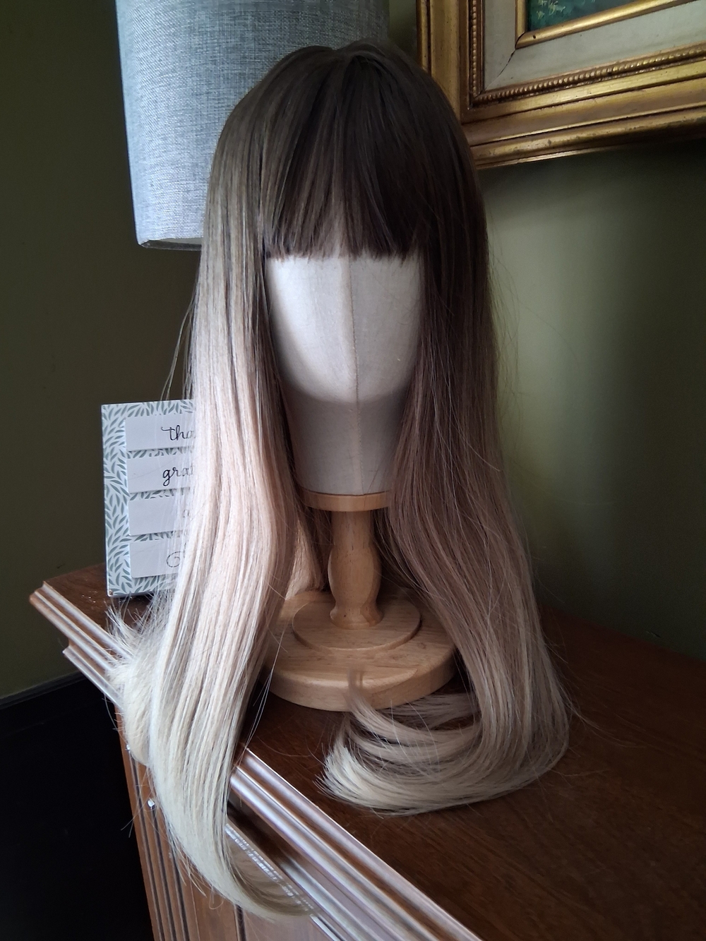 Stylish Long Ombre Brown to Blonde Wig with Bangs